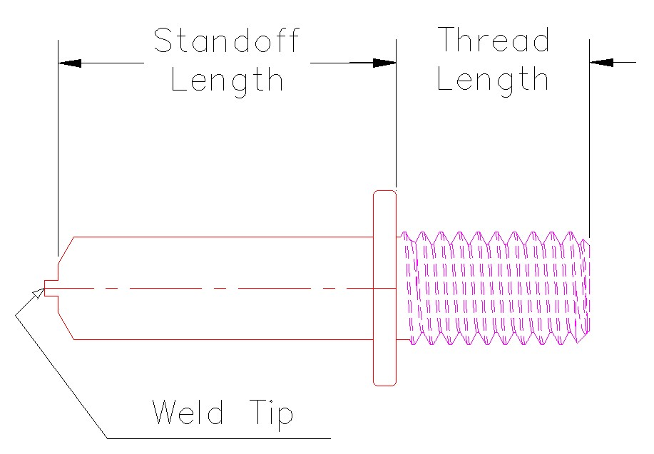 CD Weld Stud, External, Collar Stud, Low Carbon Steel, Plain Finish, 5/16-18 x 5/8 Threaded dimension