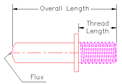 Arc Weld Stud, External, Collar Stud, Low Carbon Steel, Stress Relieved, 3/8-16 x 1/2 Threaded dimension